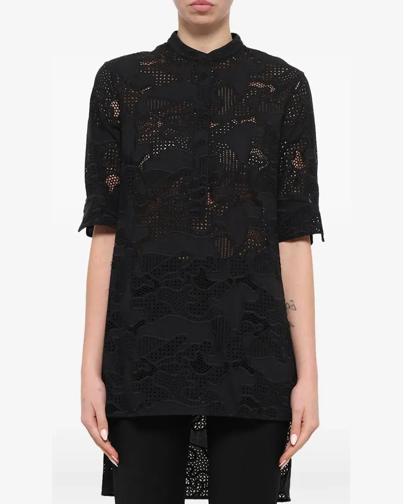Neil Barrett Hemd mit Laser-Cuts - Schwarz Schwarz