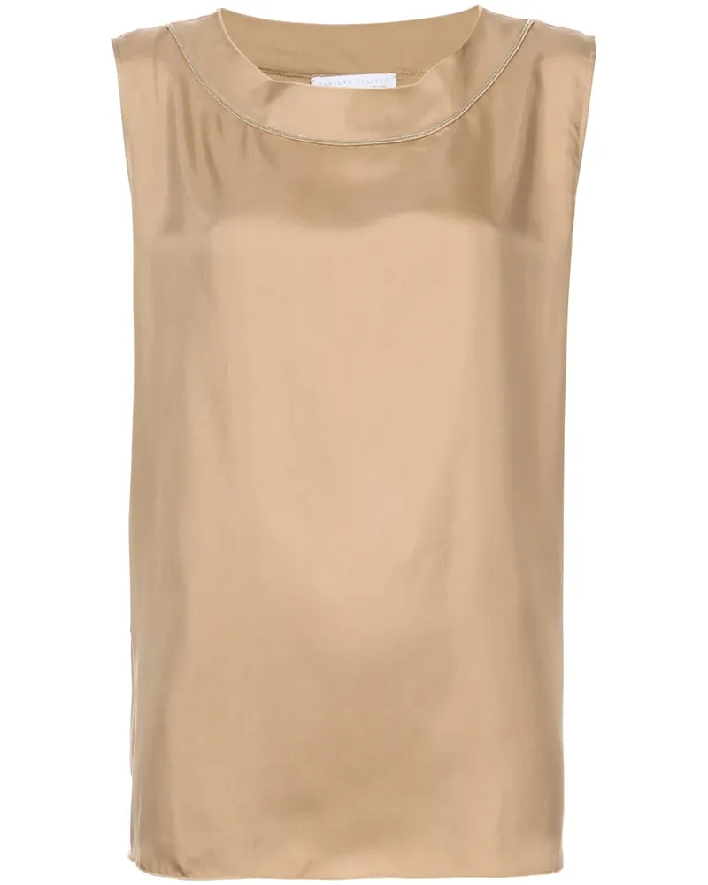 Fabiana Filippi Seidentop mit rundem Ausschnitt - Braun Braun