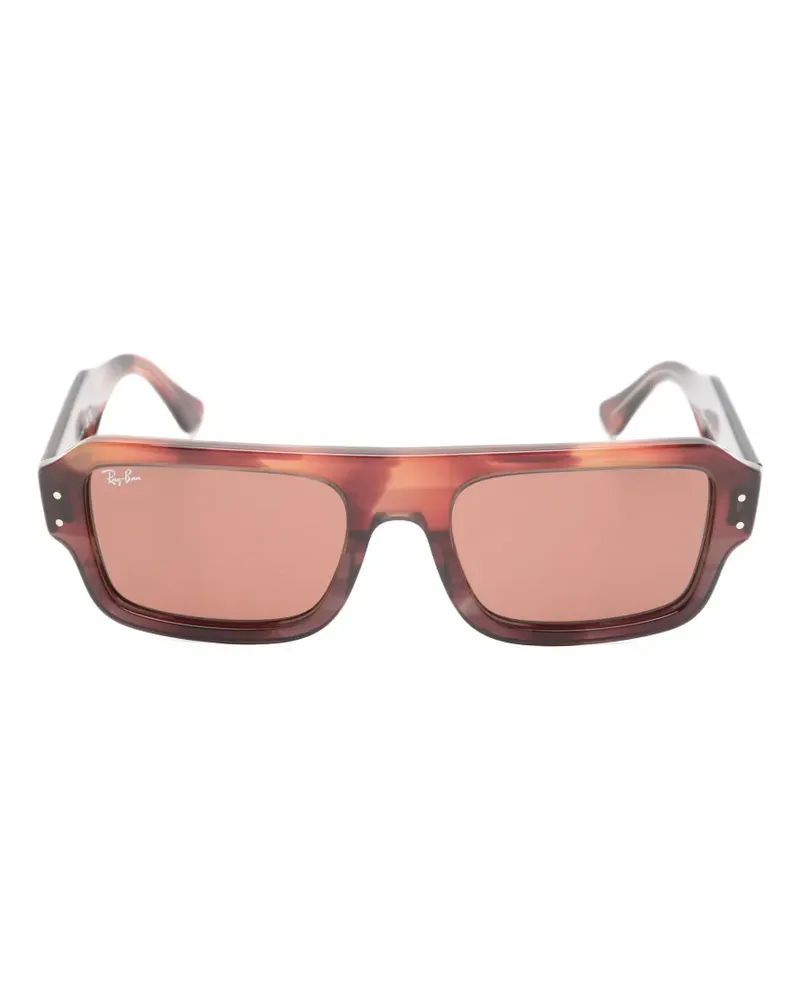Ray Ban Eckige Sonnenbrille in Schildpattoptik - Braun Braun