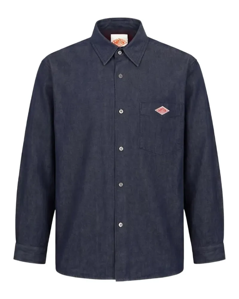 Danton logo-patch long-sleeve shirt - Blau Blau