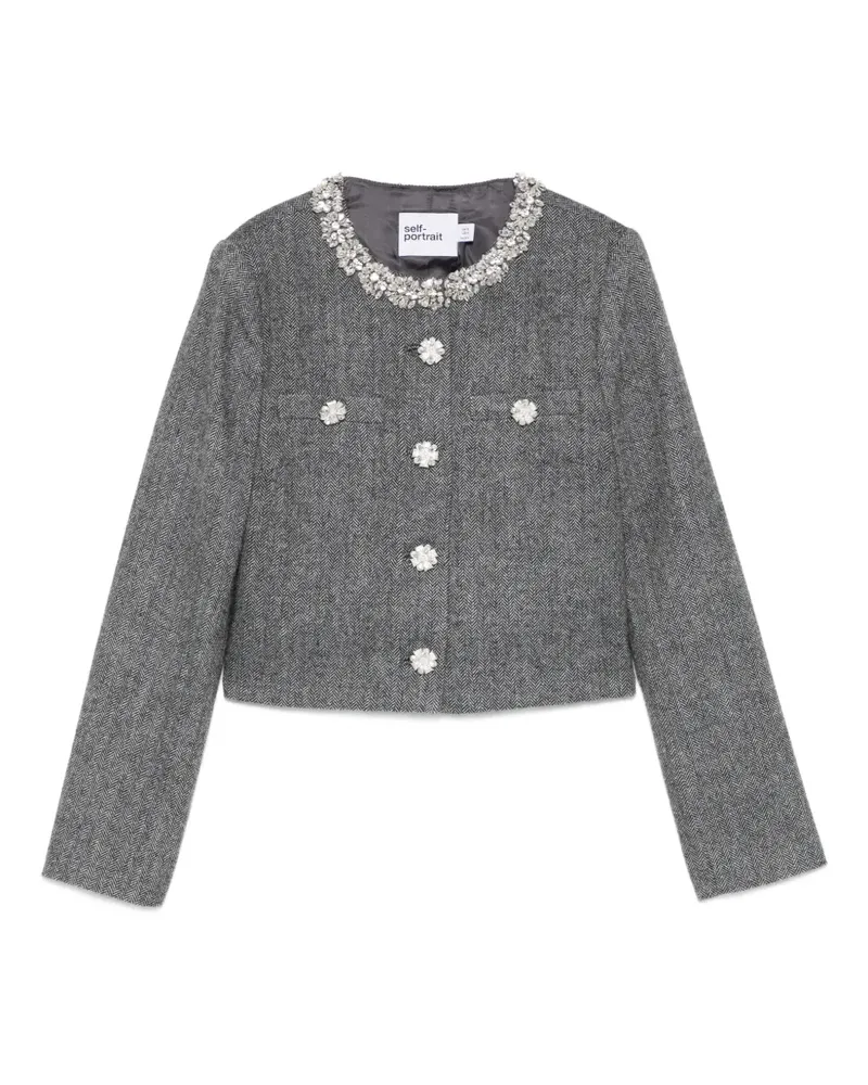 Self-Portrait cropped jacket - Grau Grau