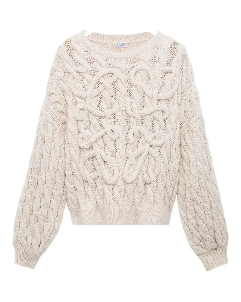 Loewe Anagram Pullover mit Zopfmuster - Nude Nude