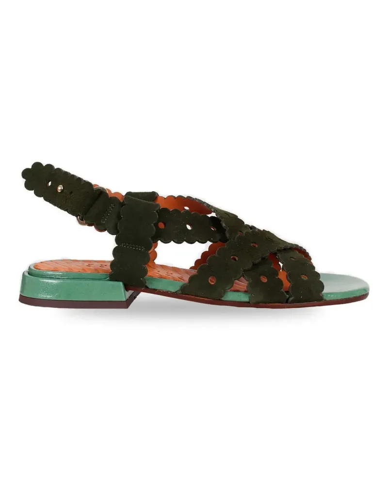 Chie Mihara Flache Tyby Wildledersandalen mit Flechtdetail - Grün Grün