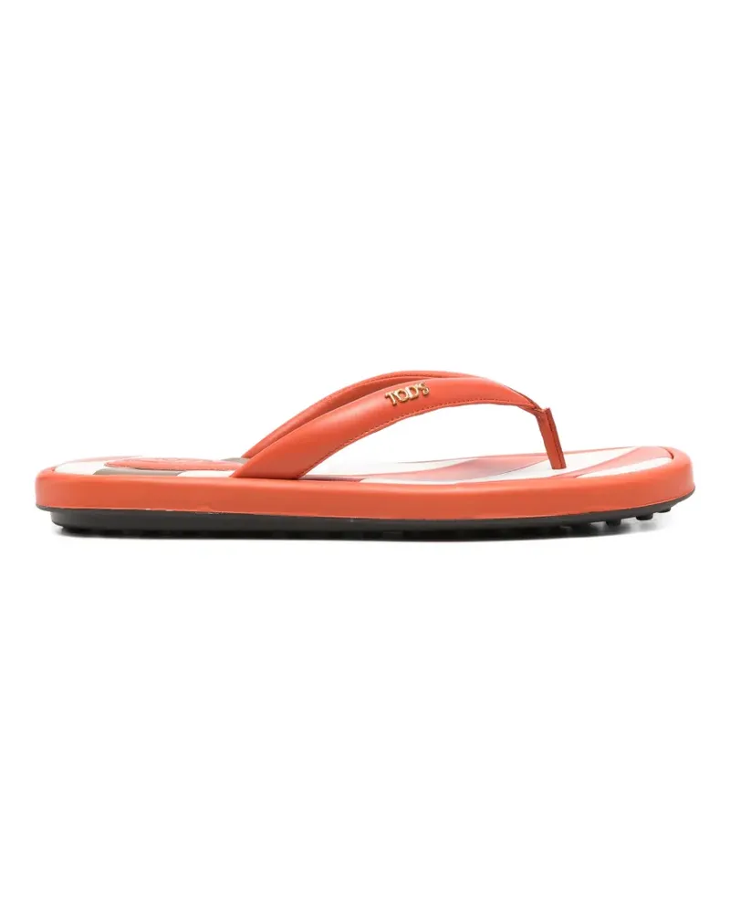 TOD'S stripe detail flip flops - Orange Orange