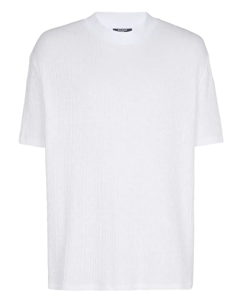 Balmain Kurzarm-Hemd mit PB-Monogramm - Weiß Weiß