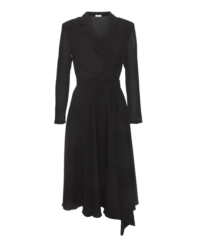 Sandro Plissiertes Midi-Wickelkleid - Schwarz Schwarz