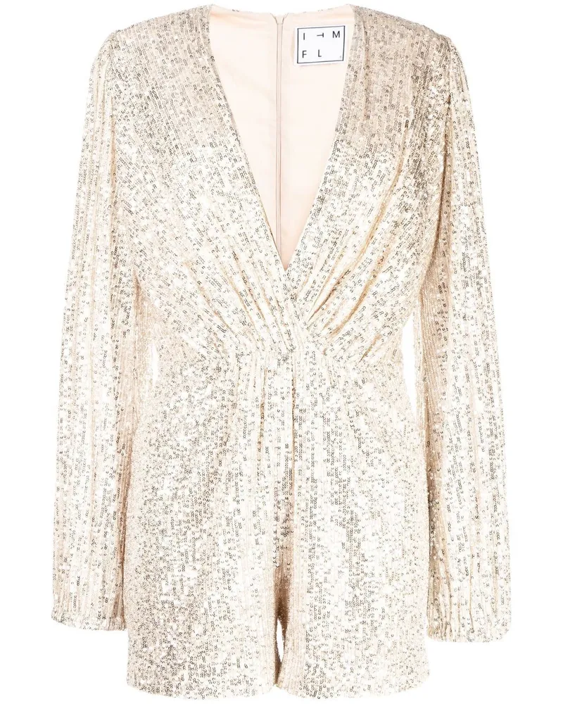In The Mood for Love Langärmeliger Playsuit Silber