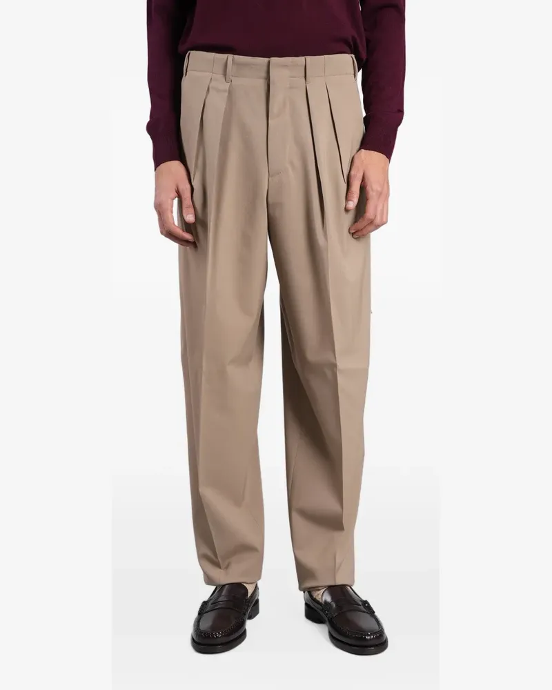 PT TORINO Straight-Leg-Hose mit Falten - Braun Braun