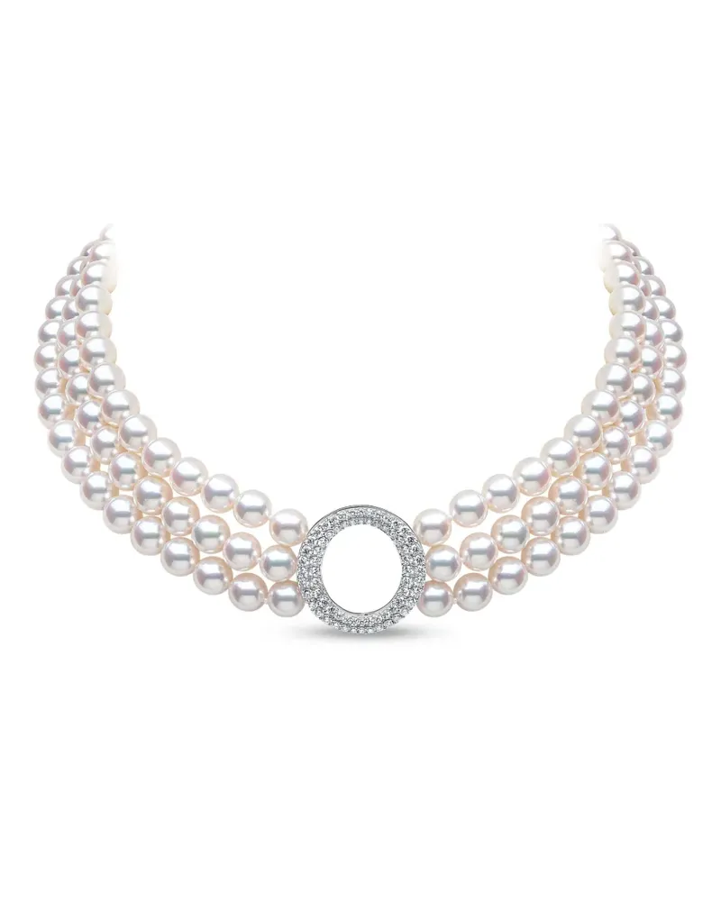 YOKO London 18K white gold akoya pearl and diamond necklace - Silber Silber