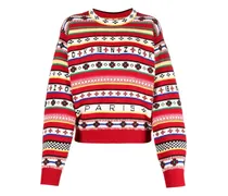Intarsien-Pullover mit Logo - Rot