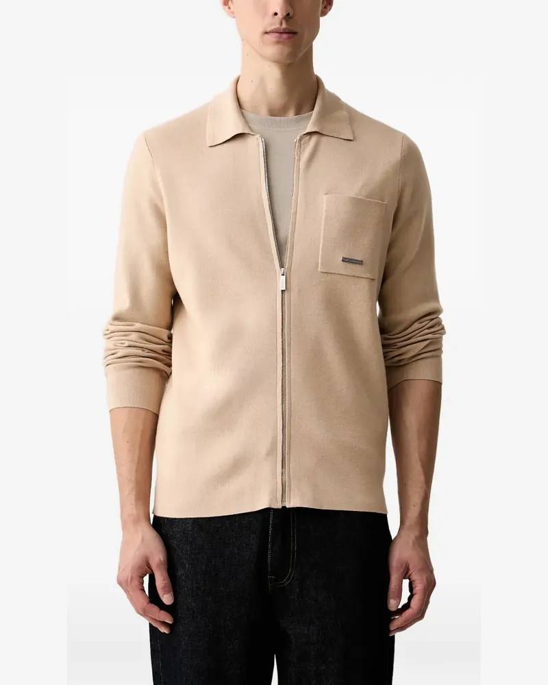 Karl Lagerfeld zip-up pocket-detail sweater - Nude Nude