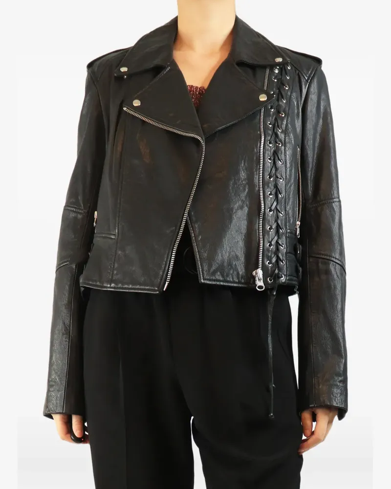 McQ lace-up-detail biker jacket - Schwarz Schwarz