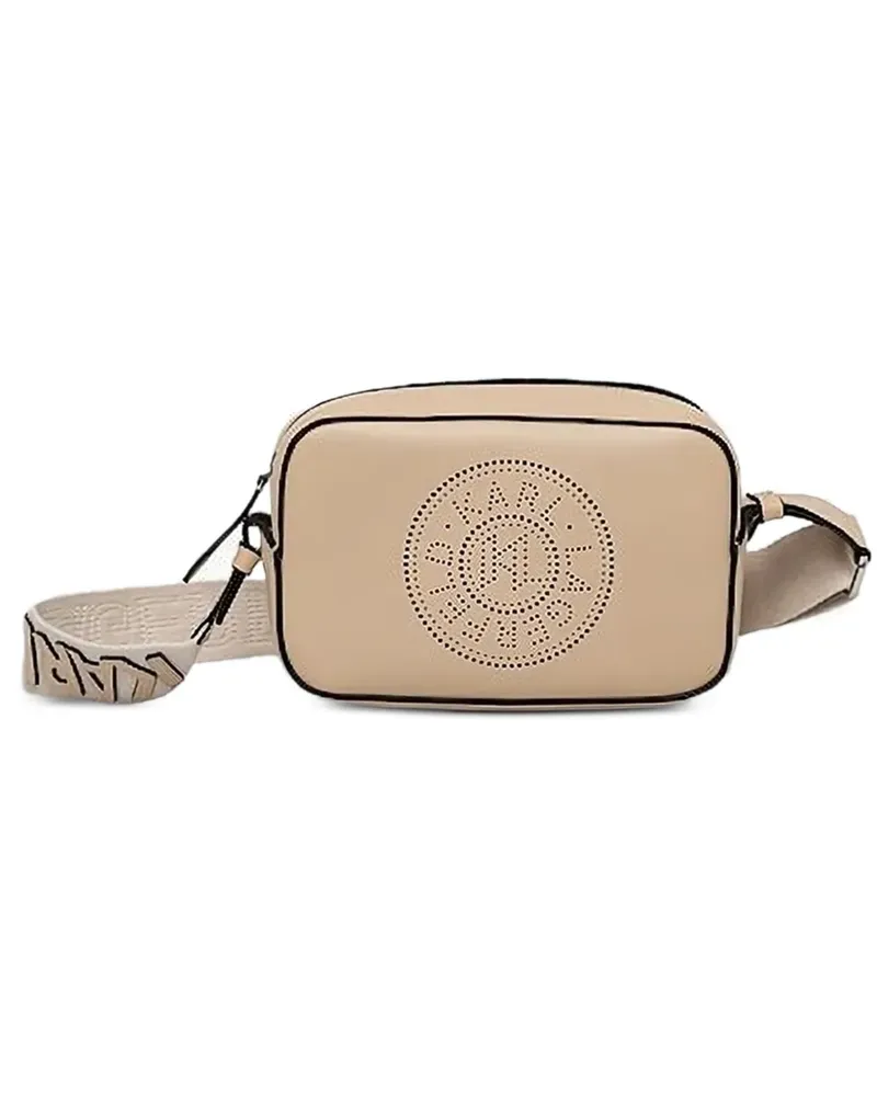 Karl Lagerfeld perforated-logo crossbody bag - Nude Nude