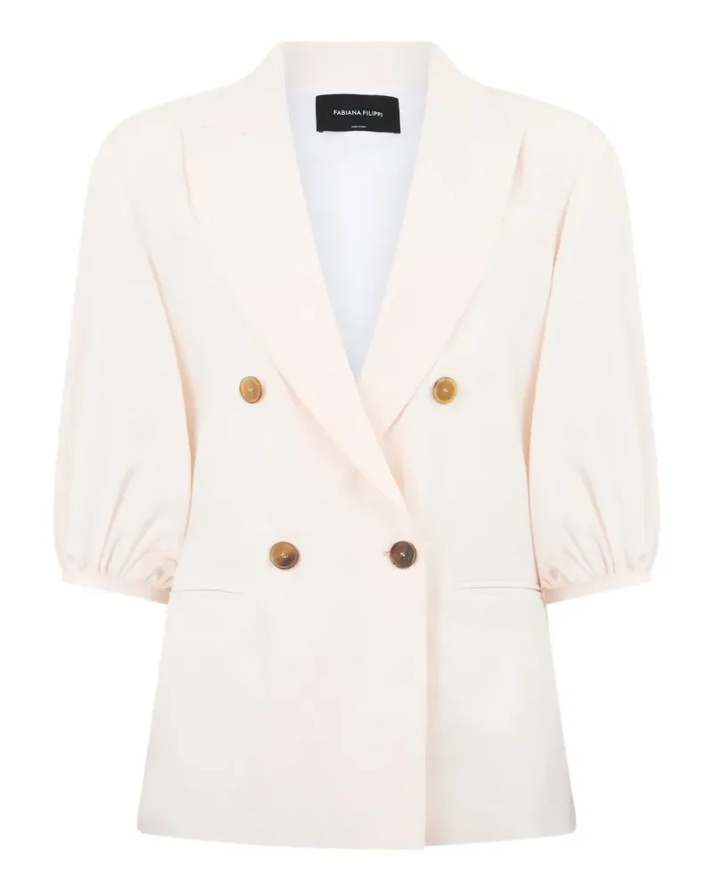 Fabiana Filippi double-breasted puff-sleeves blazer - Nude Nude