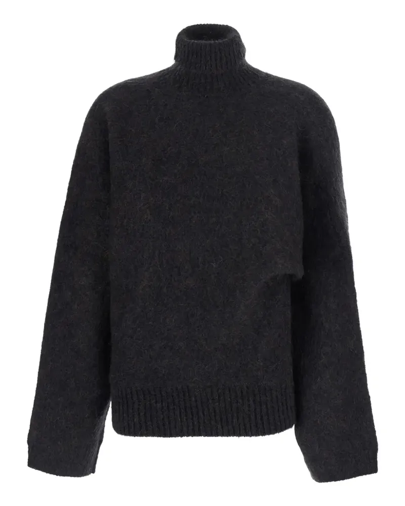 Ganni logo-plaque roll-neck sweater - Grau Grau