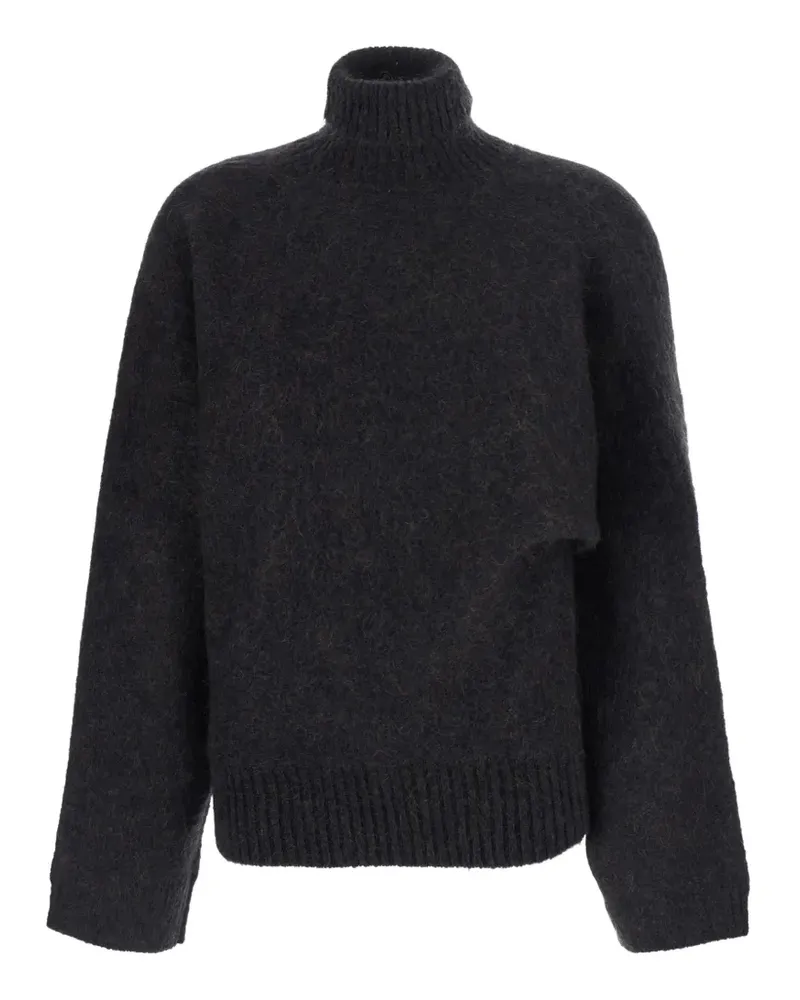Ganni Rollkragenpullover mit Logo-Schild - Grau Grau