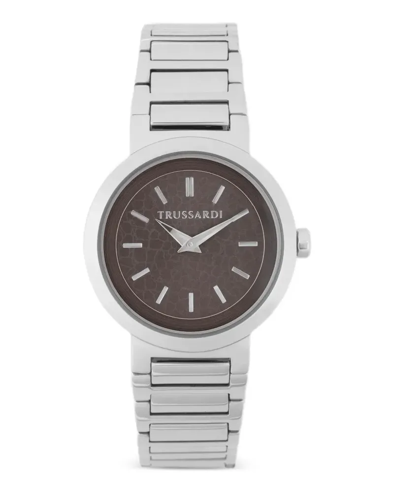 Trussardi Silver Tone Round 35mm Watch - Braun Braun
