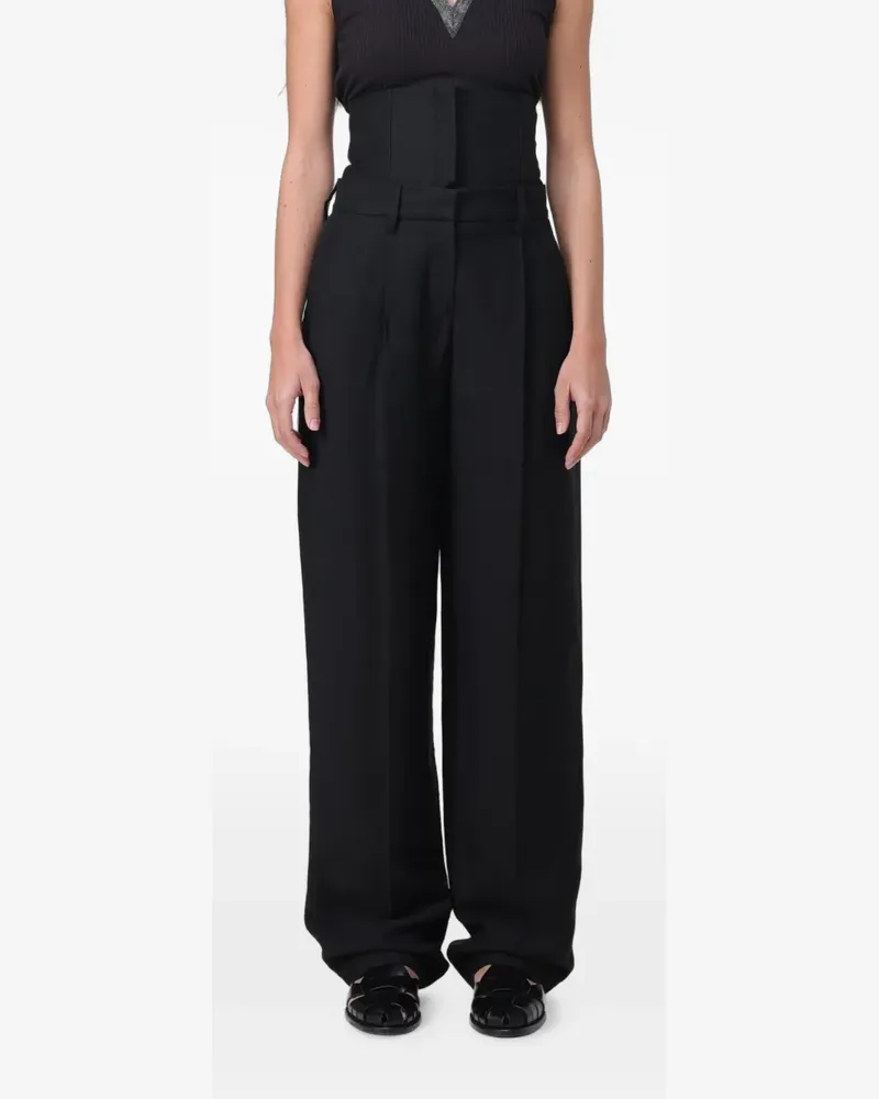 Brunello Cucinelli wide-leg pleated trousers - Schwarz Schwarz
