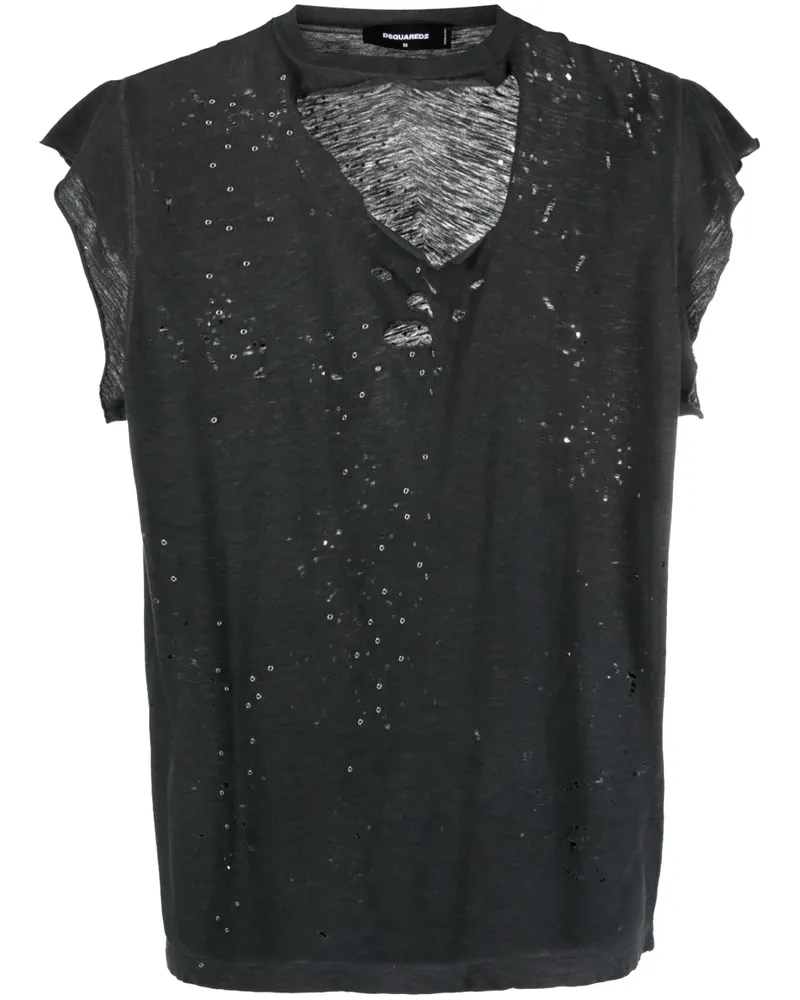 Dsquared2 T-Shirt im Distressed-Look - Grau Grau