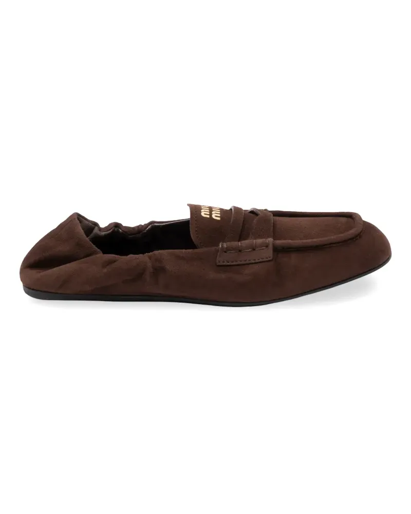 Miu Miu logo-print loafers - Braun Braun