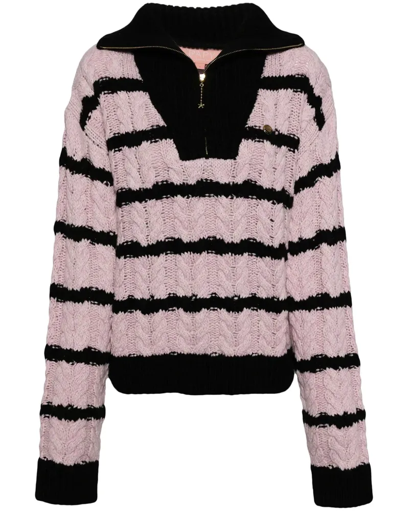 BAPE Gestreifter Pullover mit Reißverschluss - Rosa Rosa