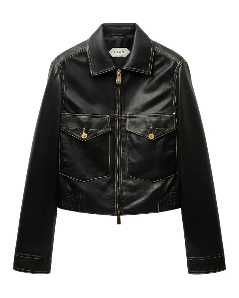 Versace Blouson aus Nappaleder - Schwarz Schwarz
