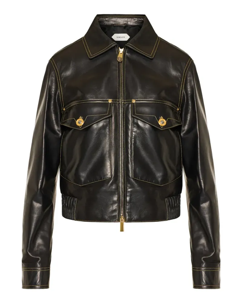 Versace Blouson aus Nappaleder - Schwarz Schwarz