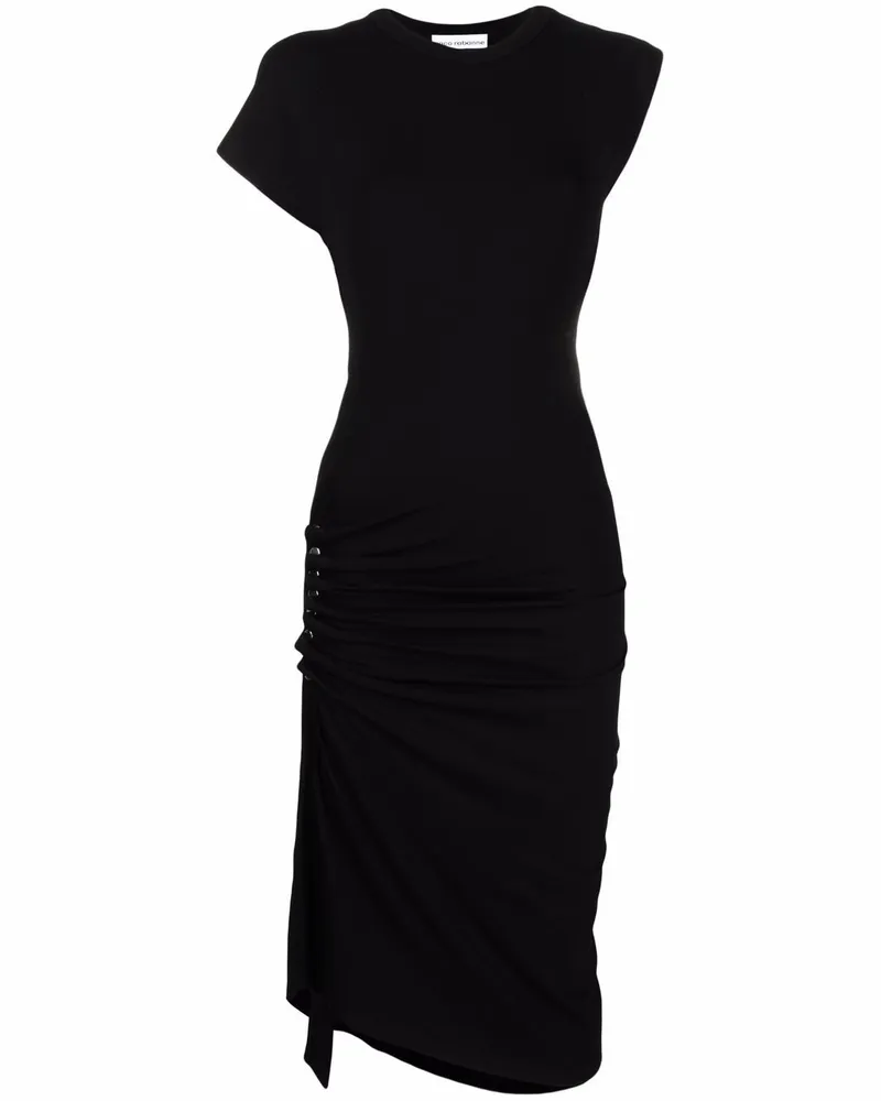 Paco Rabanne Asymmetrisches Midikleid - Schwarz Schwarz