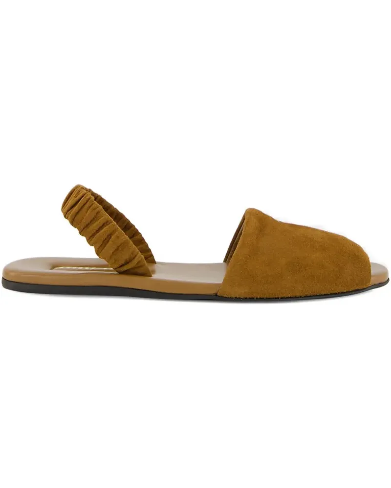 Miu Miu Ruches Wildledersandalen mit elastischem Riemen - Braun Braun