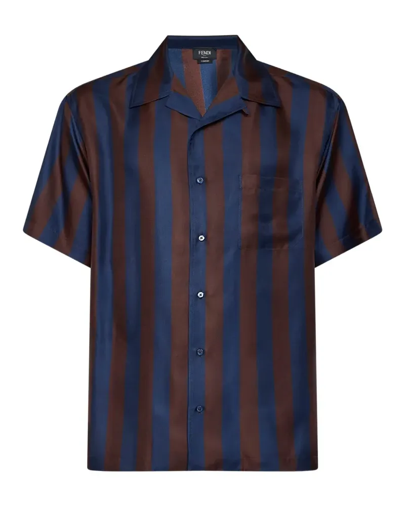 Fendi Seidenhemd mit Pequin-Streifen - Blau Blau