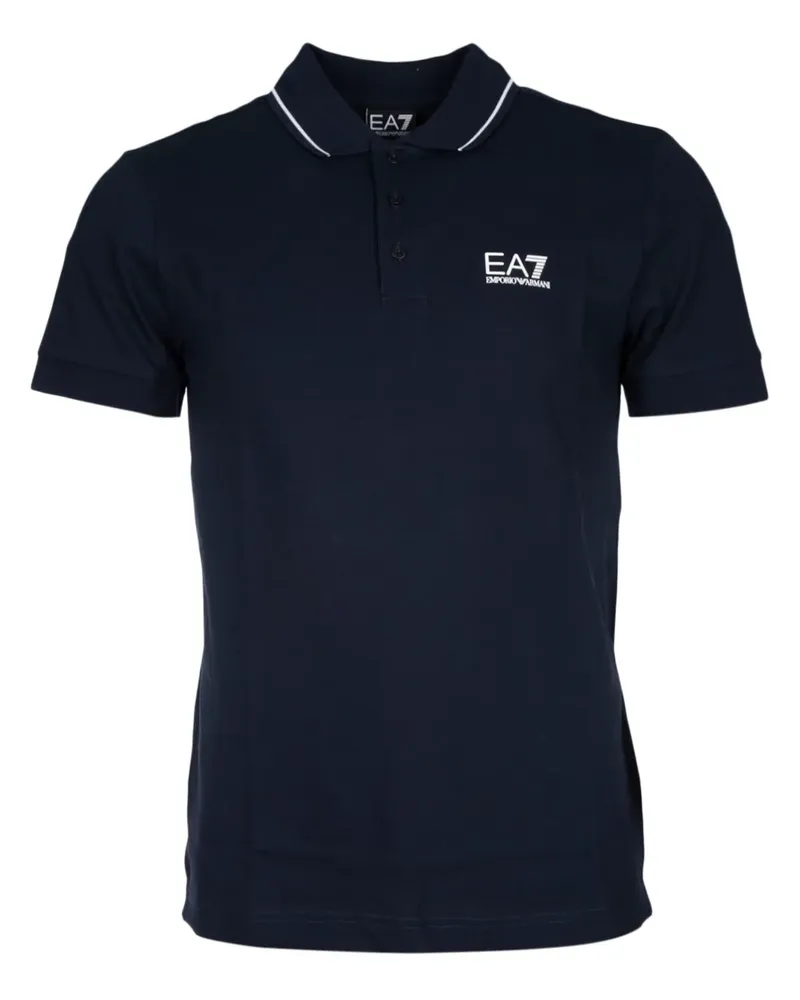 EA7 Poloshirt mit Logo-Print - Blau Blau