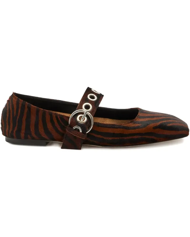 aeyde Uma Ballerinas mit Zebra-Print - Braun Braun