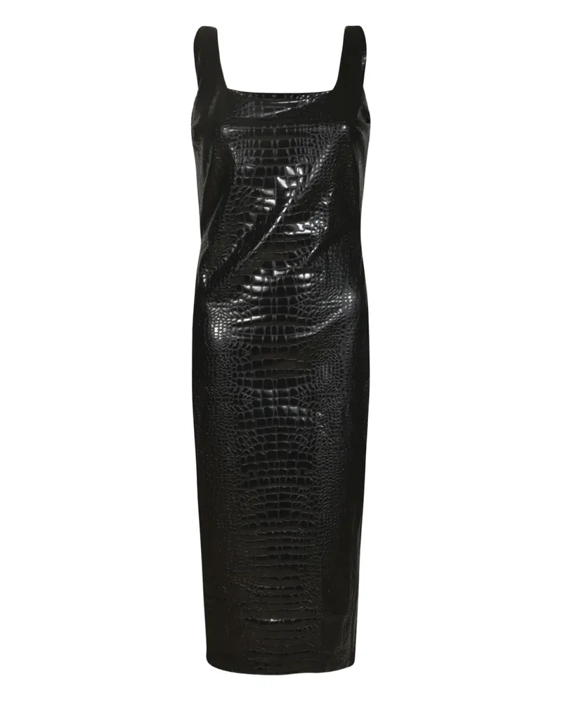 Chiara Boni Midikleid mit Kroko-Effekt - Schwarz Schwarz