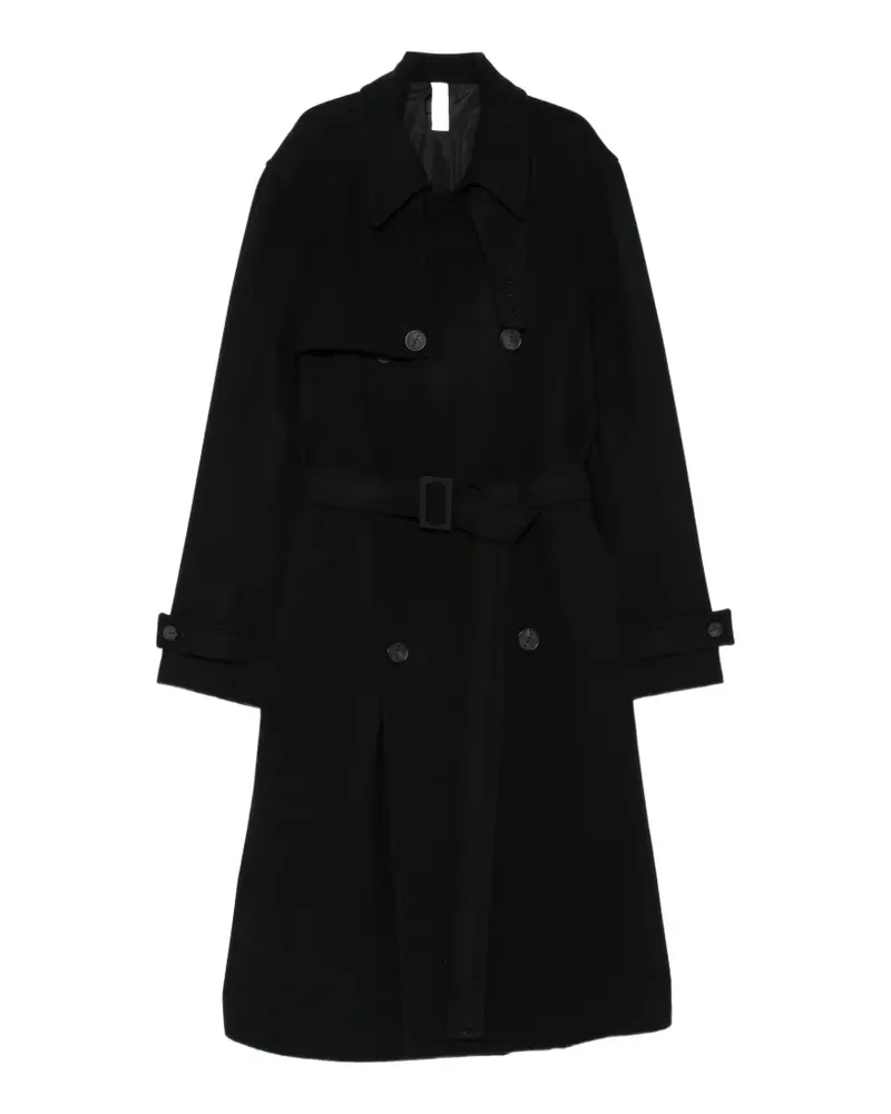 Hevò Doppelreihiger Mantel mit Gürtel - Schwarz Schwarz