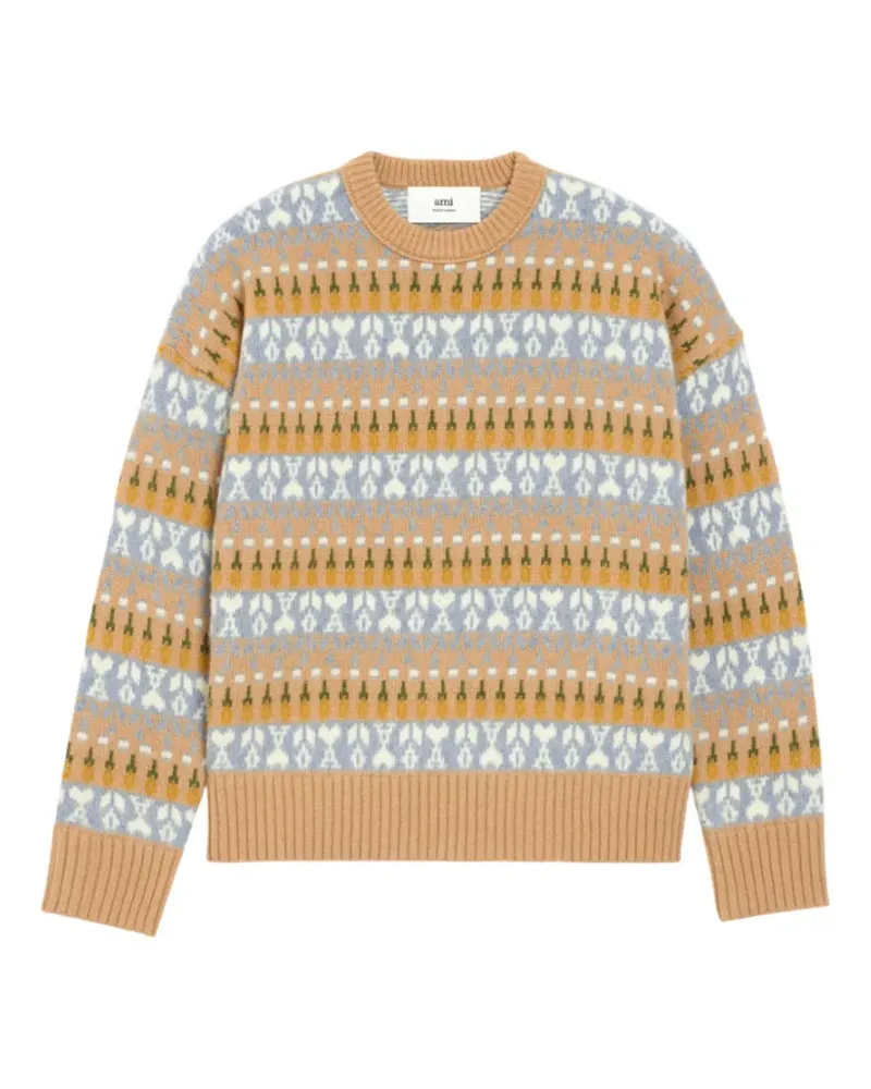 AMI Paris boxy jacquard-knit sweater - Nude Nude
