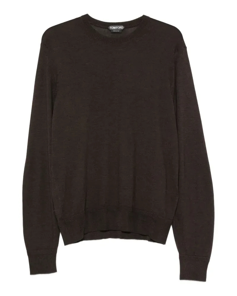 Tom Ford Rundhals-Pullover mit geripptem Saum - Braun Braun
