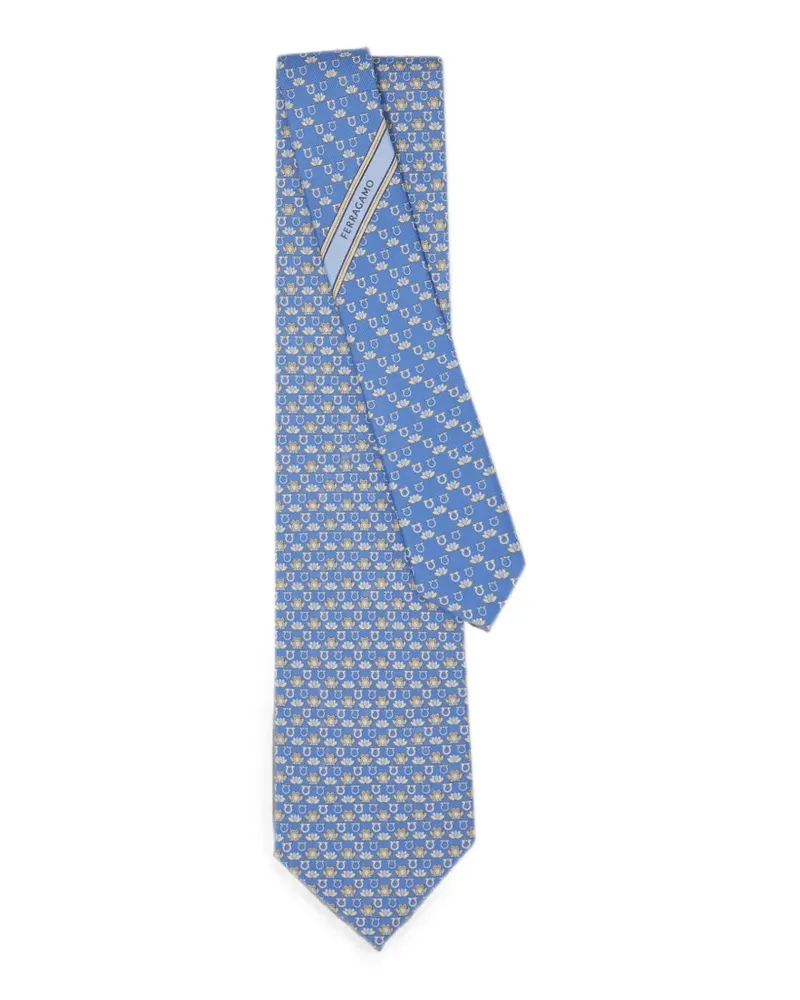 Ferragamo Seidenkrawatte mit Froschdruck - Blau Blau