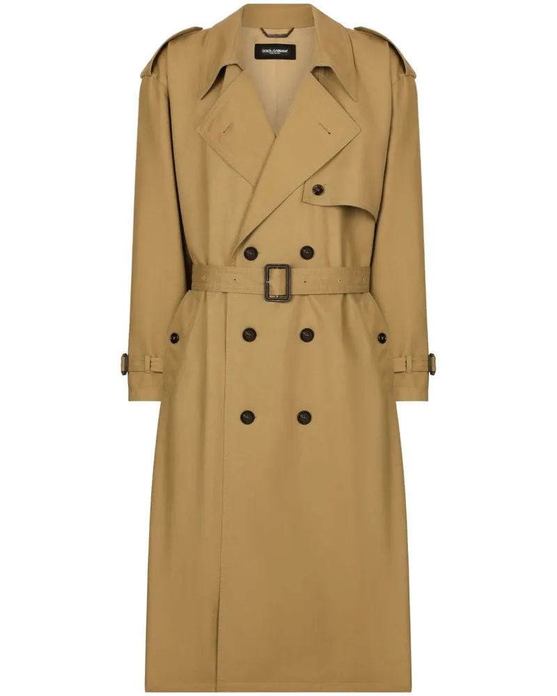 Dolce & Gabbana Doppelreihiger Mantel mit Gürtel - Nude Nude