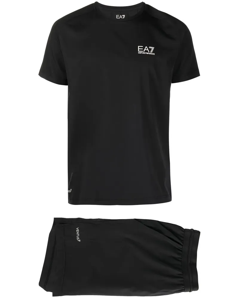 EA7 Set aus T-Shirt und Shorts mit Logo - Schwarz Schwarz