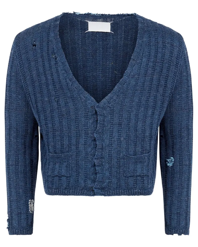 Maison Margiela Cardigan im Distressed-Look Blau