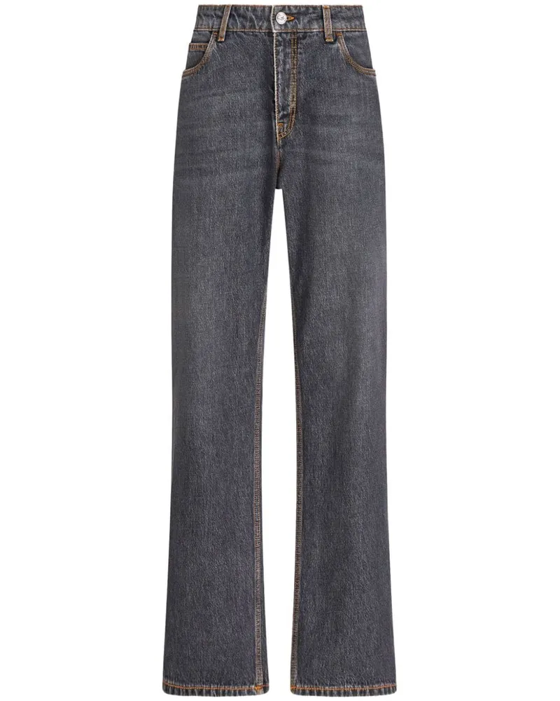 Etro Wide-Leg-Jeans mit Pegaso-Stickerei Grau