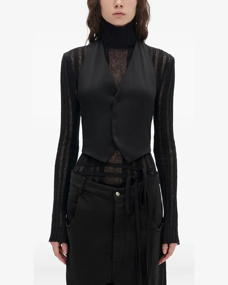 Ann Demeulemeester Mary Weste aus Satin - Schwarz Schwarz