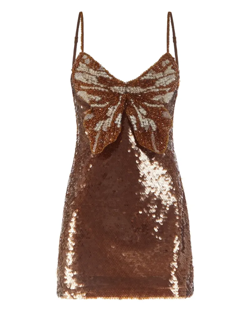 Pat Bo Paillettenkleid mit Schmetterling - Braun Braun