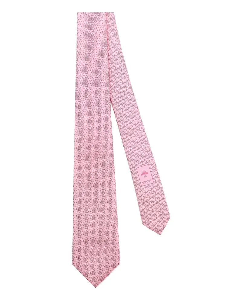 Gucci Seidenkrawatte mit Logo-Schild - Rosa Rosa