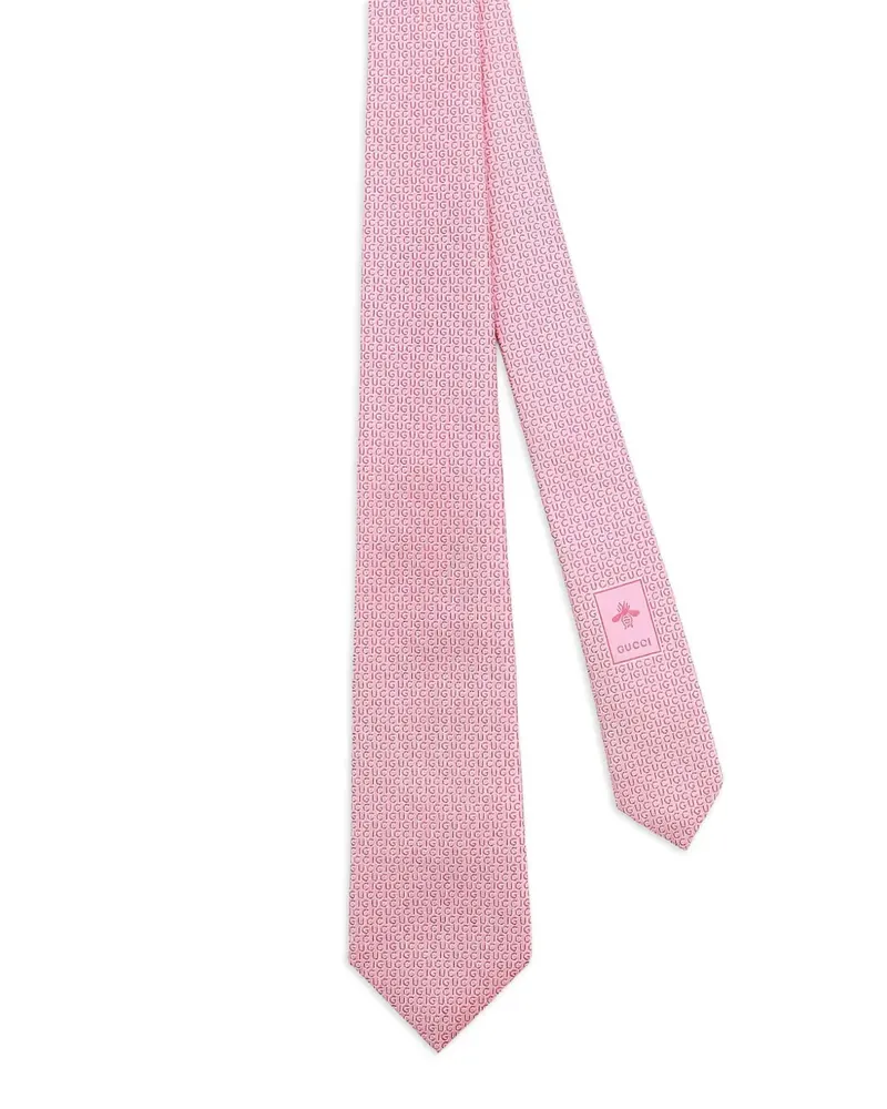 Gucci Seidenkrawatte mit Logo-Schild - Rosa Rosa