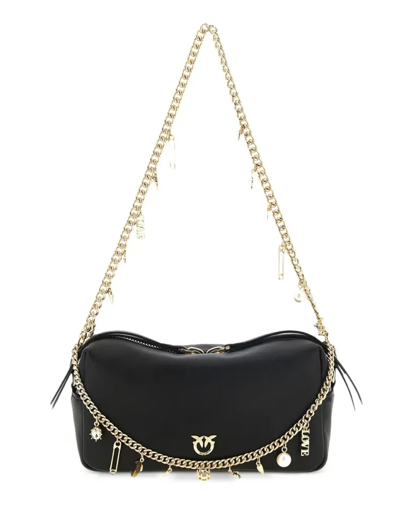 Pinko Love Birds Schultertasche mit Anhänger - Schwarz Schwarz