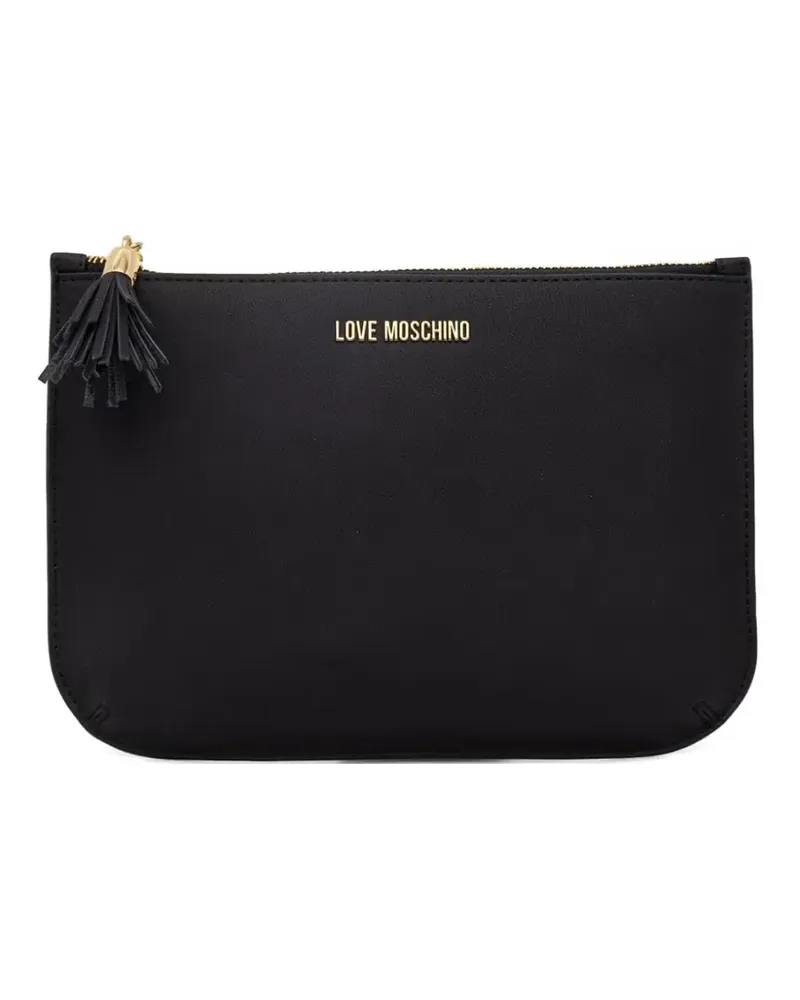 Moschino tassel-detail logo-print clutch bags - Schwarz Schwarz