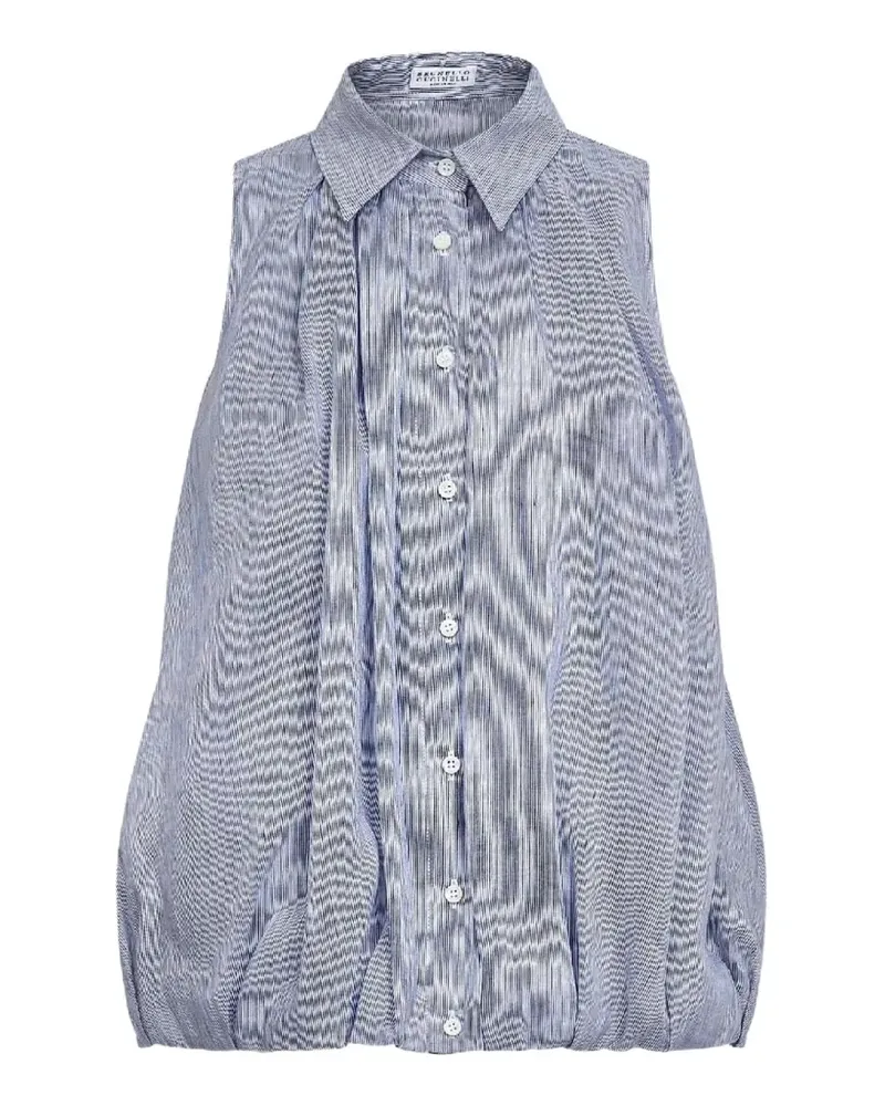 Brunello Cucinelli striped pleated shirt - Blau Blau
