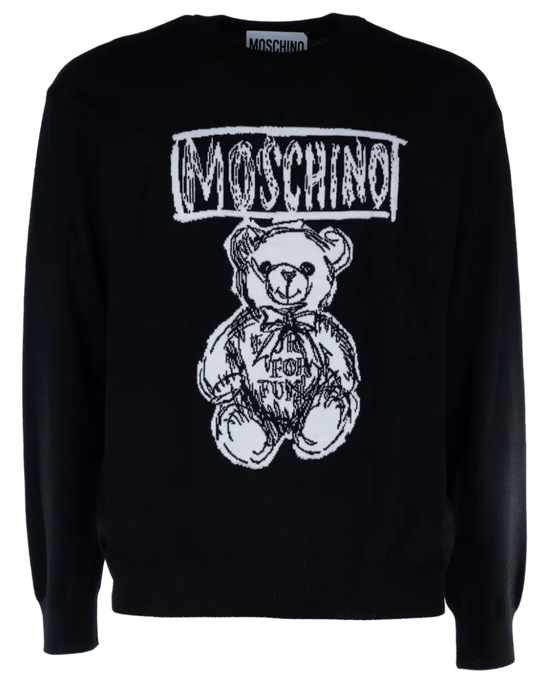 Moschino Pullover mit Teddy-Intarsie - Schwarz Schwarz