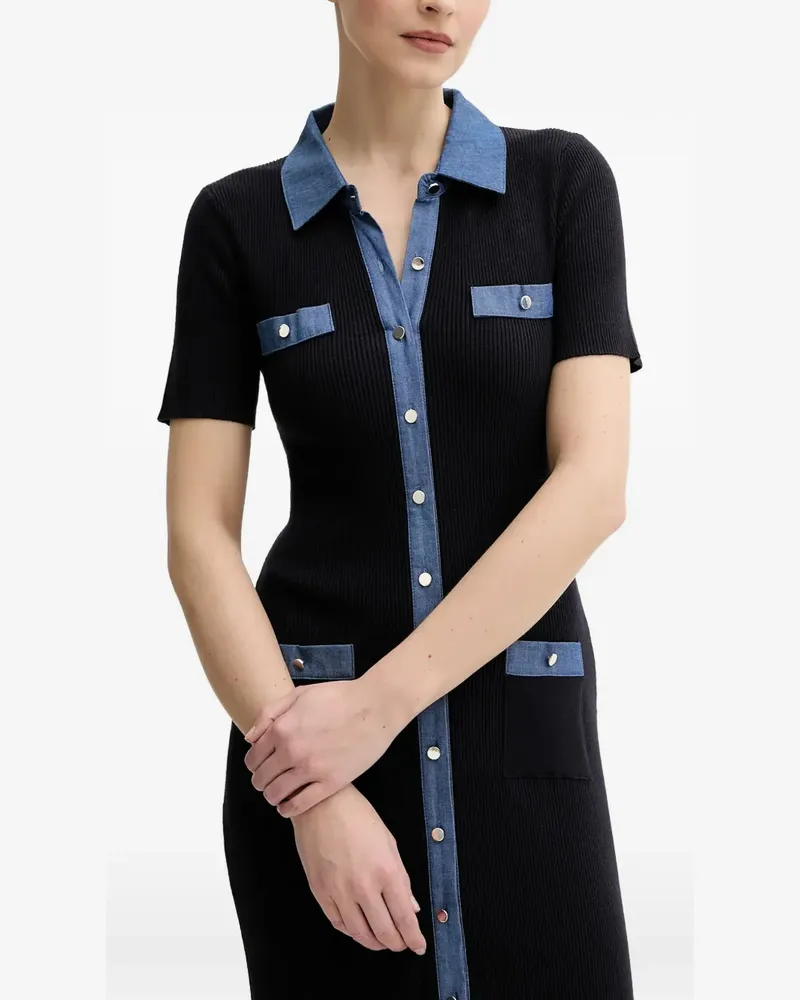 Morgan Geknöpftes Midikleid mit Jeanseinsatz - Schwarz Schwarz